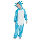 ABENCA Axolotl Onesie Kids Costume Animal Girls One Piece Pajamas Cosplay Halloween Christmas.Blue Axolotl. Size- 6-7