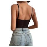 Lilosy Sexy Strappy Wireless Mesh Sheer Babydoll Lingerie Women Teddy Bodysuit Corset Bustier Nightgown Nightshirt See Through One Piece Black Small