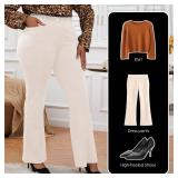 DGD Wrinkle-Free Stretch Dress Pants Plus Size for Women Pull-on Pant Ease into Comfort Office Pant Beige 3XL