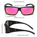MEETSUN Fit Over Glasses Sunglasses for Men Women,Wrap Around Sunglasses Polarized UV400 Protection Matte Black Frame-Purple Mirror Lens
