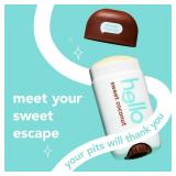 hello Sweet Coconut Aluminum Free Deodorant for Women and Men with Shea Butter, 24-Hour Freshness, Baking Soda Free Deodorant, Dermatologically Tested, 2.6 oz Stick