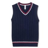 BOBOYOYO Boys Sweater Vest Unisex Cable Knit 100% Cotton Toddler Uniform Vest for Little Big Childrens Kids Teenage Girls Size- 3-4 Year
