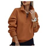PRETTYGARDEN Womens Half Zip Oversized Sweatshirts Fleece Hoodies 2025 Trendy Long Sleeve Pullover Tops Y2k Fall Outfits (Brown,M)