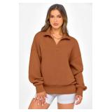 PRETTYGARDEN Womens Half Zip Oversized Sweatshirts Fleece Hoodies 2025 Trendy Long Sleeve Pullover Tops Y2k Fall Outfits (Brown,M)