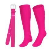 Baseball Belt and Socks Combo Adjustable Softball Belt and Socks Elastic Waist Belt for Youth and Adult,b-Hot Pink,Youth