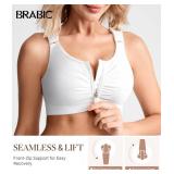 BRABIC Zip Front Closure Everyday Bra for Women Post Surgery Compression Support with Adjustable Straps Wirefree (XX-Large, White)