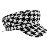 Houndstooth Pattern Hat Chic Fiddler Cap for Women Fashionable Plaid Beret, Stylish Caps, Black and White Cap, French Summer Cabbie, Baker Boy Fall Chic Fiddler Print Visor Berets for Ladies