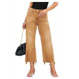 LOLONG Flare High Waisted Jeans for Women Trendy Stretchy Bell Bottom Casual Crop Denim Pants Burnt Orange Size- 4