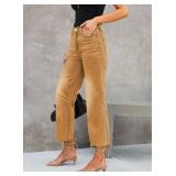 LOLONG Flare High Waisted Jeans for Women Trendy Stretchy Bell Bottom Casual Crop Denim Pants Burnt Orange Size- 4