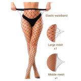 VEBZIN 2 Style Mesh Fishnet Stockings for Women Black Fishnets Tights High Waist Stockings for Women Pantyhose 2 Pairs, Medium