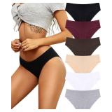 ALL OF SHE Womens Underwear Cotton Hipster Panties Breathable Sexy Cheeky Stretch Soft Ladies Bikini Underwear 6 Pack Large