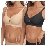 ProKloud Bras for Women No Underwire Wireless Push up Full Coverage Bralettes Comfort Everyday Bra with Support and Lift Size- Large