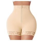 FeelinGirl Tummy Control Shorts Mid Rise Girdle Panties Butt Lifting Shapewear Body Shaper with Zipper Khaki XXL