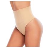 Werena Tummy Control Thong Shapewear for Women Seamless Shaping Thong Panties Body Shaper Underwear(01# Beige-mid Waisted(has Boning),Medium)