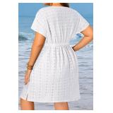Yonique Plus Size Swimsuit Cover Up Women - Button Down Bathing Suit Coverup 2025 V Neck Hollow Out Beach Dress Swimwear White 22W