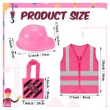 SATINIOR 15 Pcs Construction Dress up Supplies Kids Costume Including Tote Bag Vest Construction Hat for Kids Age 3-8(Pink)