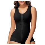 SHAPSHE Fajas Colombianas Moldeadoras de Cintura y Abdomen High Compression Curvy Body Shaper with Hook-and-eye Crotch Black M