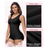 SHAPSHE Fajas Colombianas Moldeadoras de Cintura y Abdomen High Compression Curvy Body Shaper with Hook-and-eye Crotch Black M