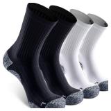 SITOISBE Cushioned Compression Unisex Mid-crew Socks 4-Pack, Large, Black White