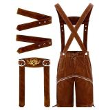 Funny World Lederhosen Men Oktoberfest Costume German Bavarian Outfits, Brown1, 36 (STOCK PHOTO NOT EXACT)