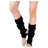 Guojanfon 1 Pair Fashion Yoga Socks for Women Girls Workout Socks Toeless Training Dance Leg Warmers (Black)