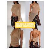 sheer poncho knit gold ponchos top for Women crochet knitted shimmer asymmetrical shawl trendy summer nude shoulder net