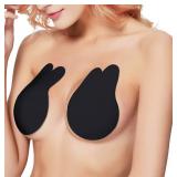 Zacca Adhesive Bra, 2 Pairs Breast Lift Tape Lift Up Invisible Bra Nippleless Covers Sticky Bras Silicone Breast Lift Pasties (Beige/Black, C/D)