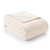 Snuggle Sac Buttery Ivory Throw Blanket for Couch, Reversible Super Soft Knitted Blankets, Warm Cozy Knit Fuzzy Plush Lightweight Throws Dupes for Sofa, Bed, Picnic, Ivory, 50 x 60 inches