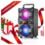 Bluetooth Speaker, Portable Wireless Speakers with Microphone, 60W Peak Loud Stereo Rich Bass, Lights, Remote, FM Radio, EQ, Double Subwoofer Sound System, Speaker for Home Outdoor Party Gifts(1MIC)