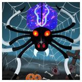 UoVeHoin 12 FT Halloween Inflatables Spider Outdoor Decorations, Giant Blow Up Spider Yard Decoration with Rotating LED Lights for Halloween Party Indoor Garden Lawn Decor