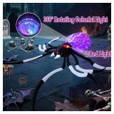 UoVeHoin 12 FT Halloween Inflatables Spider Outdoor Decorations, Giant Blow Up Spider Yard Decoration with Rotating LED Lights for Halloween Party Indoor Garden Lawn Decor