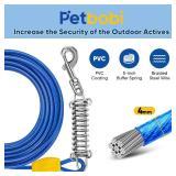 Petbobi Dog Tie-Out Cable and Stake - 30ft Heavy Duty Cable with Spring, No Tangle, 16in Ground Stake, Ideal for Yard, Camping and Beach, Suitable for Small Medium Large Dogs Up to 120 lbs, Blue