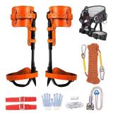 Rohseson Tree Climbing Spikes, Cowhide Leather Tree Climbing Gear with Non-Slip Pedal, Adjustable Tree Climbing Tool Set with Harness Rope for Climbing, Hunting, Picking Fruit, Pet Saving