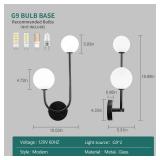 LBSQJ Milk Glass Wall Sconce Black Wall Sconces Mid Century Modern Sconces Wall Lighting 2 Light Globe Sconce for Bedroom Living Room Hallway Wall Light Fixtures