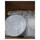 bUCLA 600pcs Silver Plastic Dinnerware Set for 100 Guests - Silver Christmas Dinnerware Set Disposable for Party - Include 100 Dinner Plates,100 Dessert Plates,100Cups,100 Knives,100 Forks,100 Spoons