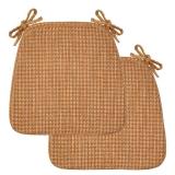 Nobildonna Chair Cushions for Dining,Kitchen,Office, 2ftft Thick High-Density Foam Seat Pads with Gel-Infused, Non-Slip, Removable Washable Cover with Ties, Chair Pads,17\ x 16\in,Orange Plaid,Set of 