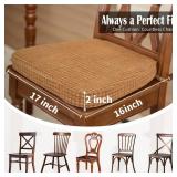 Nobildonna Chair Cushions for Dining,Kitchen,Office, 2ftft Thick High-Density Foam Seat Pads with Gel-Infused, Non-Slip, Removable Washable Cover with Ties, Chair Pads,17\ x 16\in,Orange Plaid,Set of 