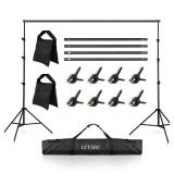 Photo Backdrop Stand, LCUIRC 10x8.5ft (WxH) Photo Background Banner Stand with 4 Crossbars, 8 Spring Clamps, 2 Sandbags, and Carrying Bag for Parties Events Decoration Advertising Display