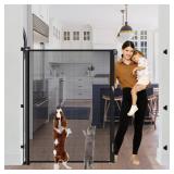 60 Inch Tall Retractable Baby Gates Tall Cat Gate for Stairs, 55\ Wide Mesh Baby Gate Retractable Pet Gate for Cats, Outdoor Retractable Gate Indoor Tall Dog Gates for Doorways, No Jumping Over, Black