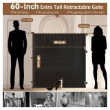 60 Inch Tall Retractable Baby Gates Tall Cat Gate for Stairs, 55\ Wide Mesh Baby Gate Retractable Pet Gate for Cats, Outdoor Retractable Gate Indoor Tall Dog Gates for Doorways, No Jumping Over, Black