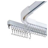 Aluminum alloy ceiling curtain tracks with hooks and corner connectors (Set of 2), heavy-duty room partition curtain rod tracks, suitable for living rooms, bedrooms, and bathroom(6-9 ft Track Set)Whit