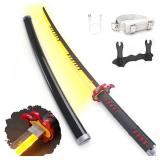 Zisu LED Glowing Anime Sword Firegod Sword - 40 Inch Rechargeable Light Up Sword with Stand and Belt