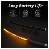 Zisu LED Glowing Anime Sword Firegod Sword - 40 Inch Rechargeable Light Up Sword with Stand and Belt