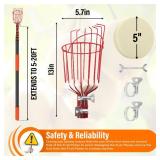 ACTREY 26FT Reach Fruit Picker Pole with Basket Telescoping,Apple Picker Pole with Basket,Lightweight Aluminum Pole Fruit Catcher for Trees,Orange Picker Suit for,Pear,Lemon,Mango,Guava,Avocados