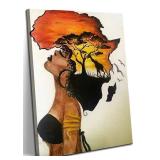 Framed African American Wall Art Homesick African Woman Posters Canvas Painting Black Girl Abstract African Sunset Landscape Wall Decor Picture Prints Art for Living Room Bedroom Home Decoration