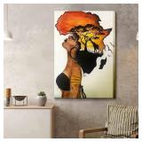 Framed African American Wall Art Homesick African Woman Posters Canvas Painting Black Girl Abstract African Sunset Landscape Wall Decor Picture Prints Art for Living Room Bedroom Home Decoration