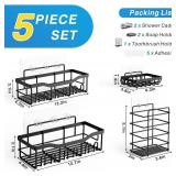 EUDELE 5-Pack Rustproof Stainless Steel Shower Caddy Set No Drill Adhesive Bathroom Organizer, Space-Saving Shower Shelves for Apartment Essentials, BathroomKitchen Storage Home Decor-L Size