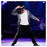 HORTYZON Kids Dance Star Costume Boys 80s Dance Costume 90s Pop Stage Outfits with Glasses Hat Gloves Halloween Cosplay Party (10-12 Years)
