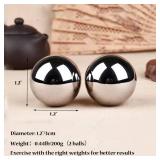 Tianigo Stainless Steel Baoding Balls Set, 1.2 Inches Chinese Health Balls, Metal Stress Relief Hand Massage Balls No Chime for Hand Exercise, Hands Therapy