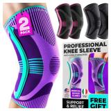 DR. BRACE ELITE Knee Brace with Size Stabilizer (2 Pack) Knee Brace for Women and Men, Workout, Sports, Daily Knee Compression Sleeve for Maximum Knee Pain Support and Fast Recovery (Galaxsis, Medium)